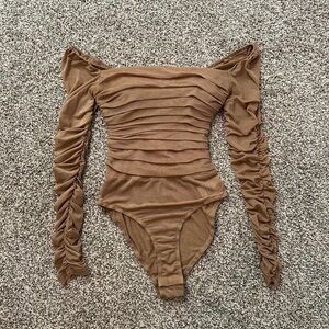 Princess Polly Tan Ruched Bodysuit